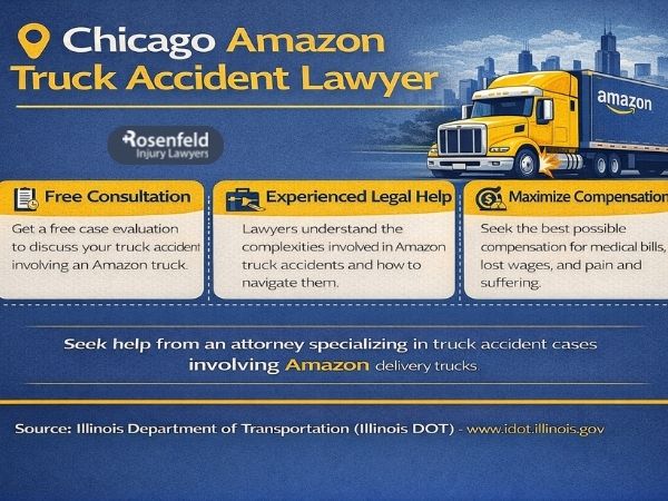 Text: Scene of a car accident involving an Amazon vehicle.