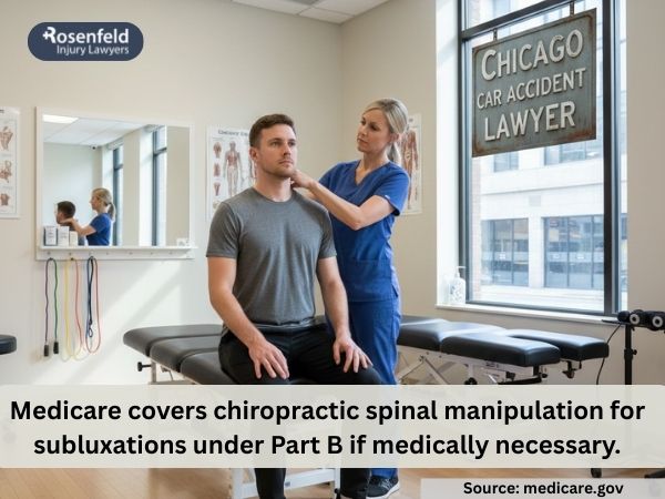 A chiropractor treating a patient after an auto accident.