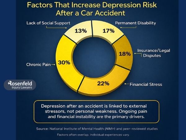 Seeking specialized medical care for post-accident depression.