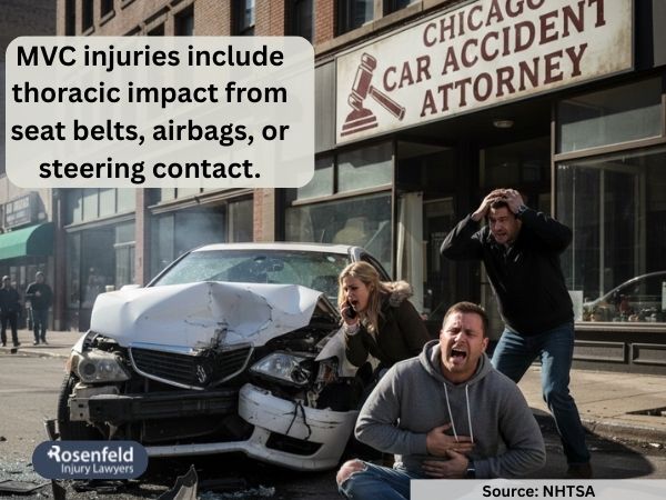 Screening for underlying issues following blunt chest trauma in a car accident