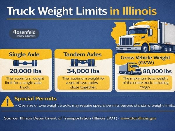 Maximum 20,000 pound load allowed on one axle in Illinois.