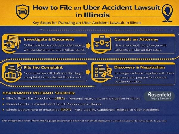Steps for filing an Illinois insurance claim after an Uber crash.