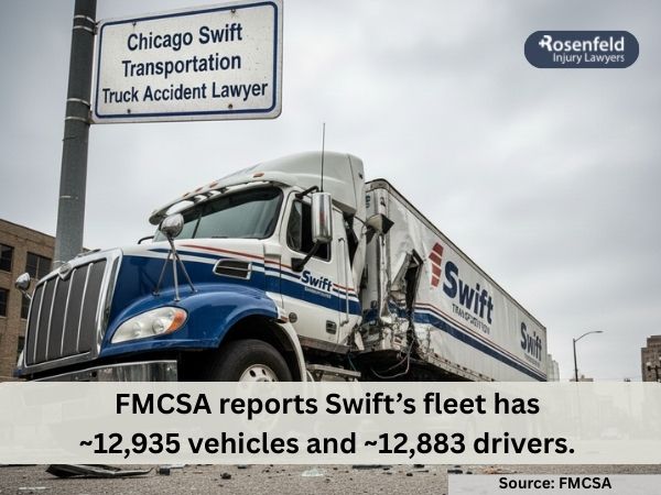 Legal claims involving major trucking companies like Swift Transportation in Chicago.