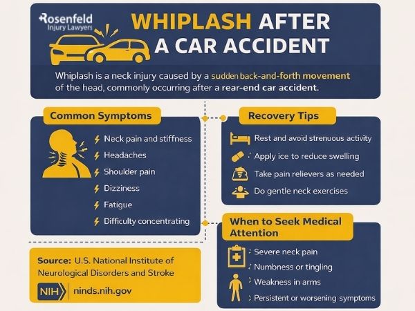 A person suffering from pain following car accident whiplash