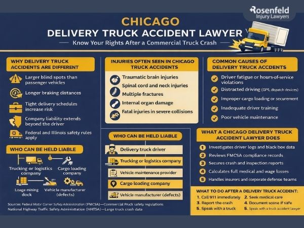 Damage from a delivery truck crash in Chicago