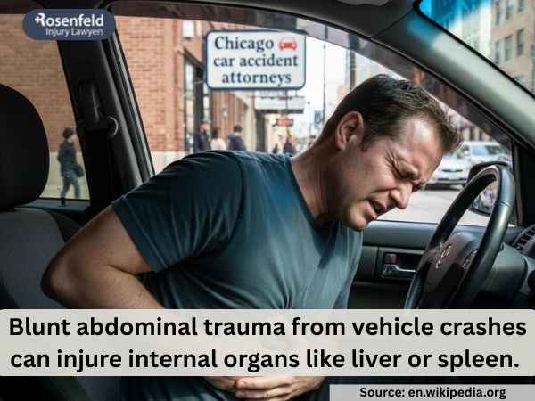 Screening for head injuries alongside internal abdominal pain.