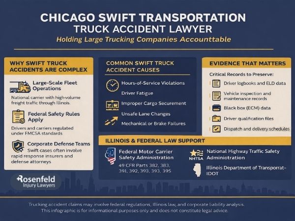 Investigating an accident caused by a Swift Transportation truck driver.