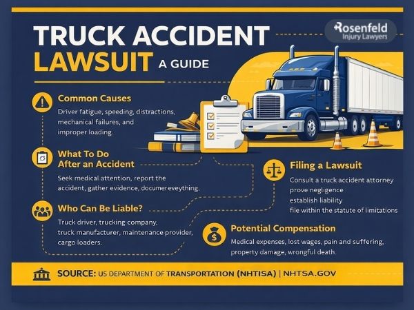 A truck causing a head-on collision with oncoming traffic.