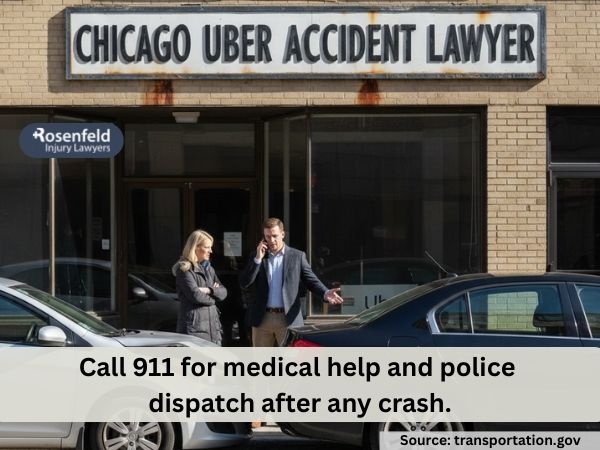 Assessing damage at the scene of a car accident.